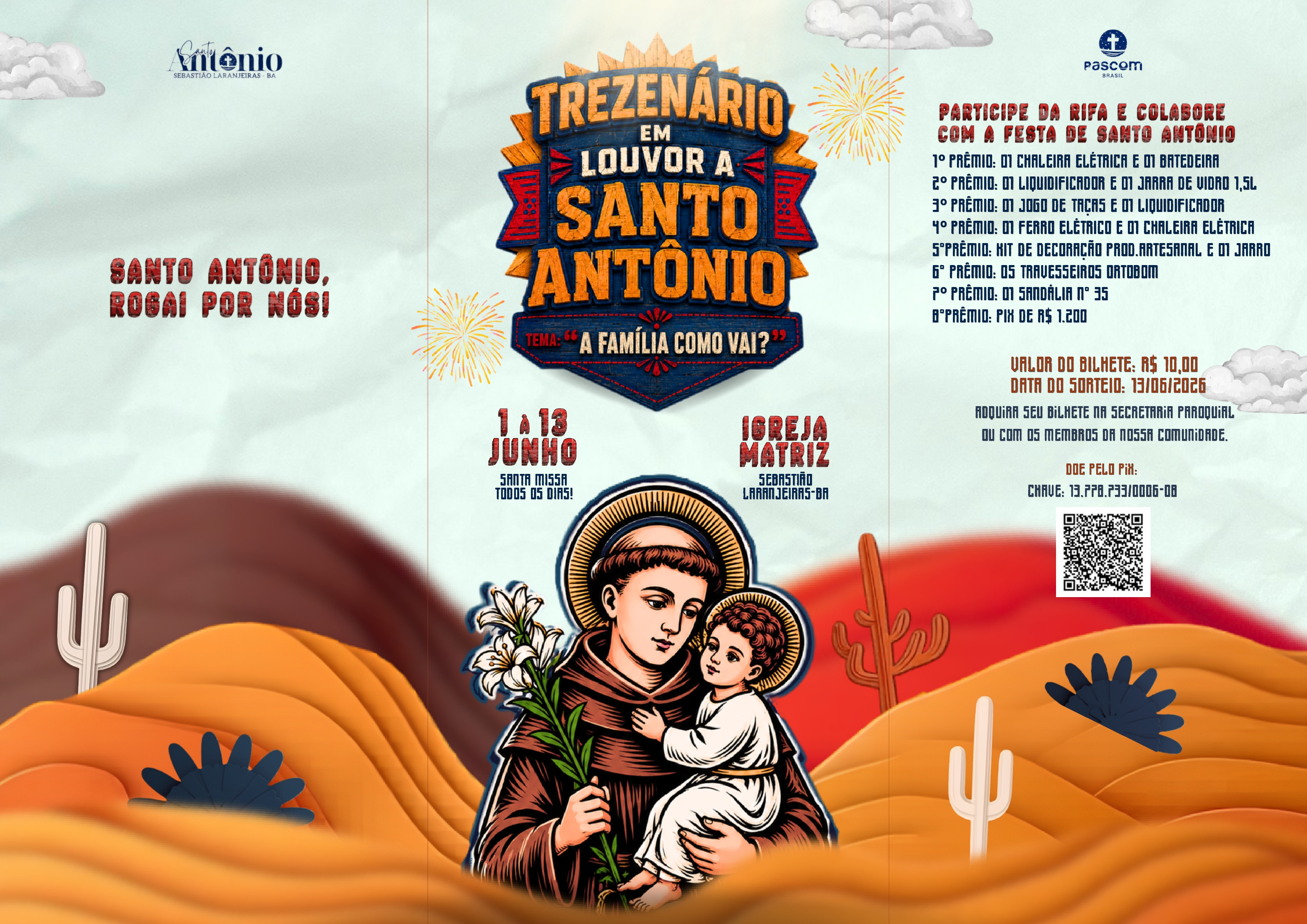 Sebastião Laranjeiras celebra Trezenário em Louvor a Santo Antônio de 1º a 13 de junho