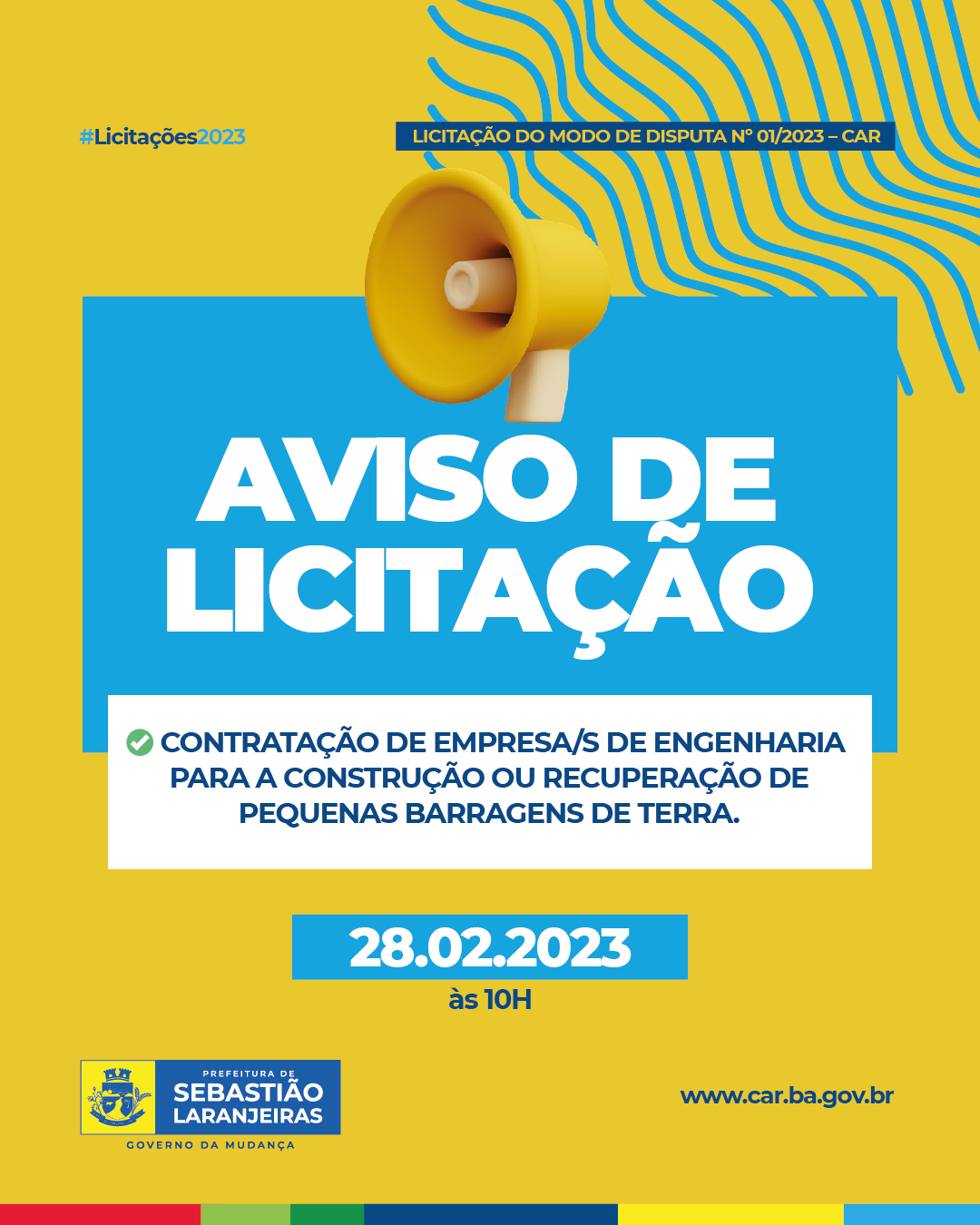 Aviso de Abertura de Licitação para Contratação de Empresa de Engenharia para requalificação e ampliação de barragem